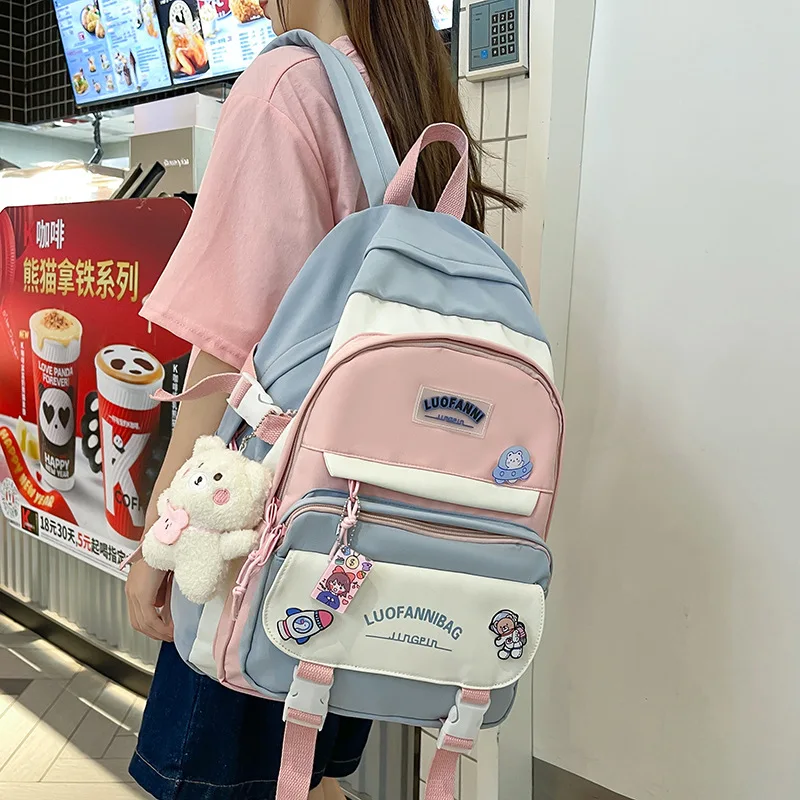 Large Capacity Waterproof Nylon School Backpacks Primary Students Schoolbags with Handbags Cute Children's Campus Bookbag