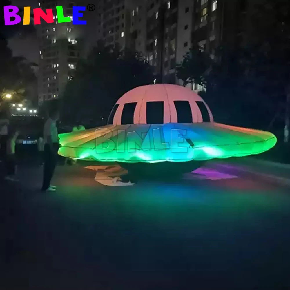 LED مضاءة العملاق نفخ UFO بالون الإعلان تحلق الصحن لتزيين الحدث