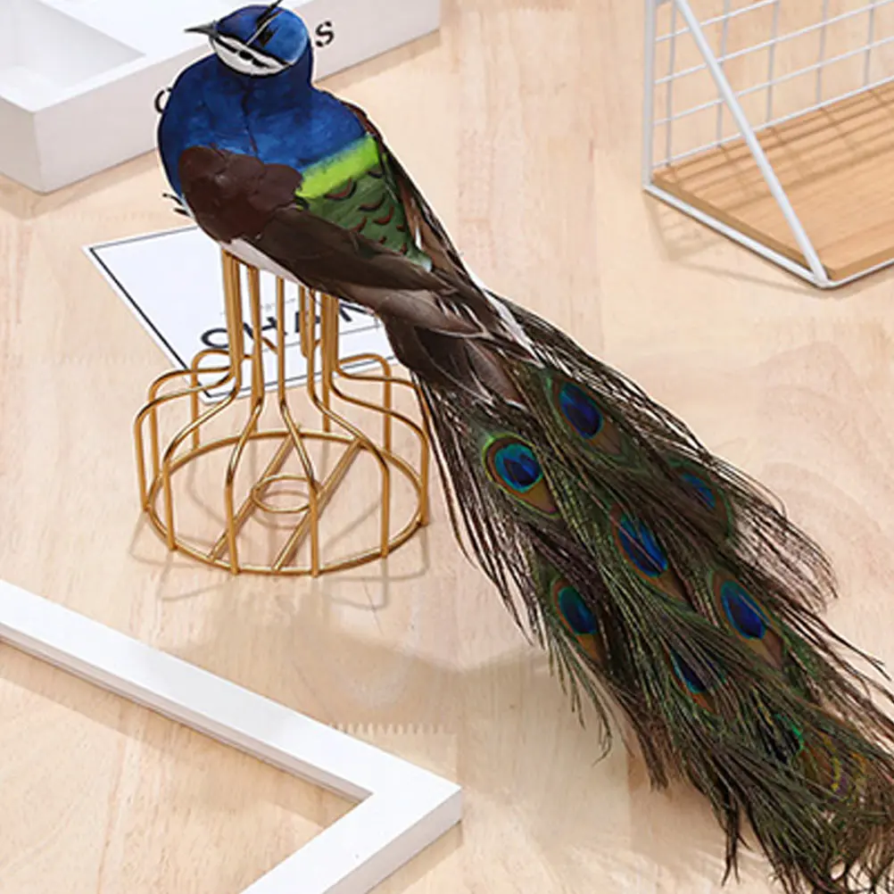 

1Pcs Simulated Peacocks Adornment Creative Desktop Decorative Miniature Animal Shaped Shelf Garden Office Living Room Holiday