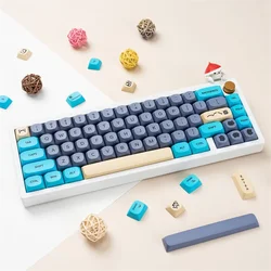 125 Keys New Blue Cartoon Cat PBT Keycaps MA Profile 9mm Mechanical Keyboard Dye-subbed Cute Gaming Keycap Custom 6.25U Spacebar