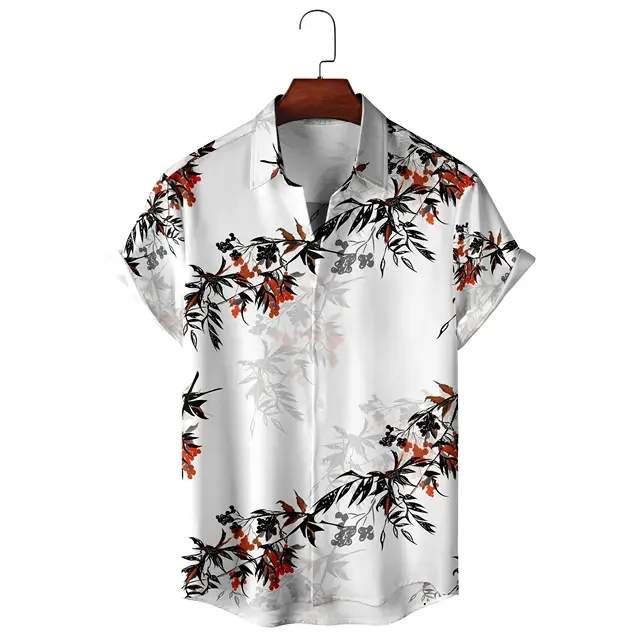 

Men's Casual Shirts Men's Fresh Floral Pattern Rose Print Design Fashionable Seaside Short Sleeve Shirts Button Ups Lapel Shirts