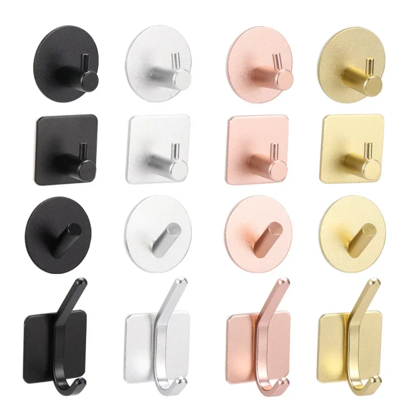 1PC Self Adhesive Wall Hooks Door Key Holder Clothes Coat Hanger Bathroom Towel Holder Kitchen Storage Rack Shelf Bag Organizer