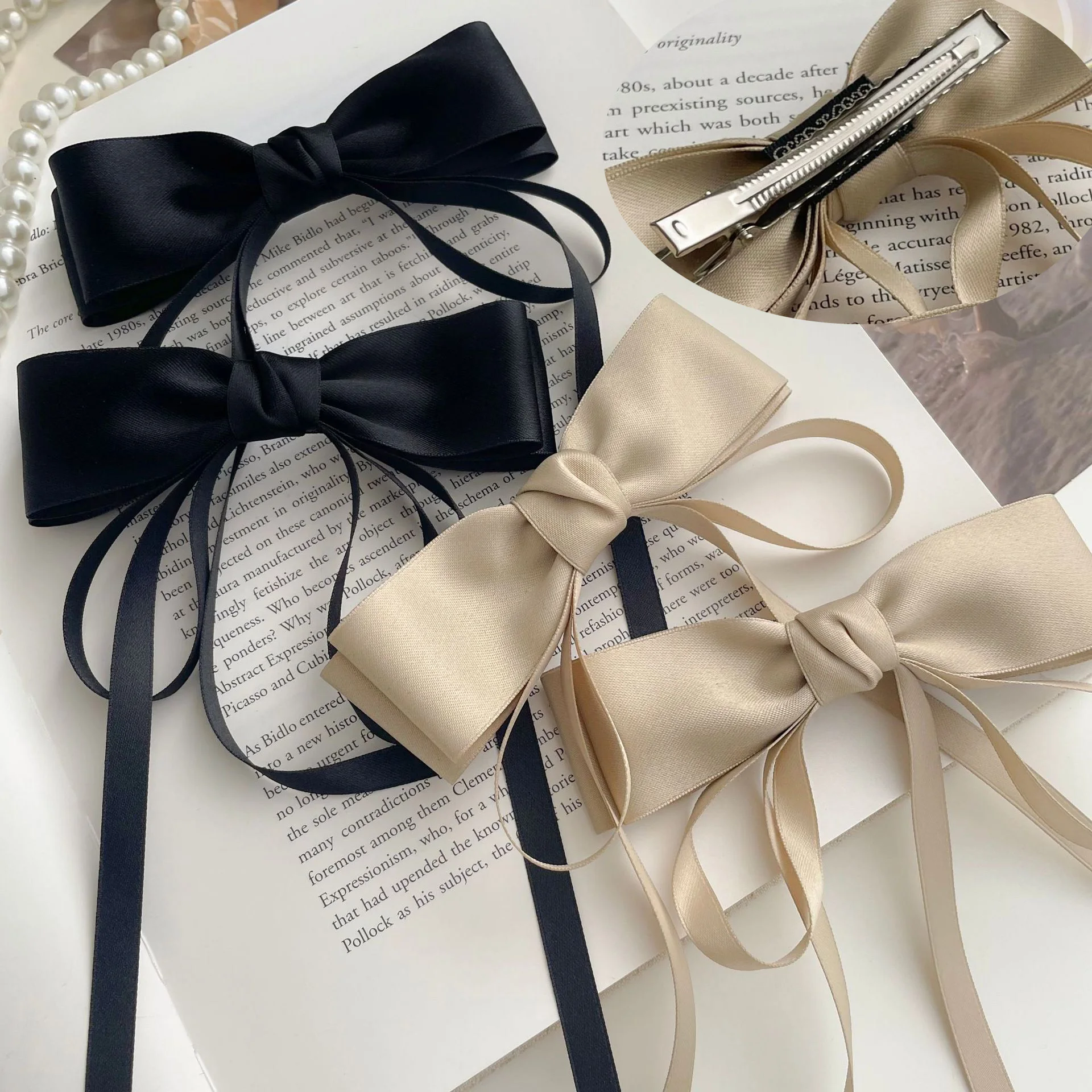 

30 шт./лот, заколки для волос с однотонными лентами-бантиками для женщин и девочек, модные аксессуары для волос