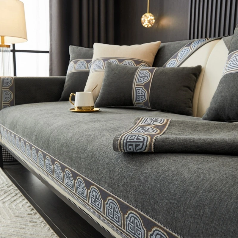 Vintage-Inspired Solid Chenille Sofa Cover for All Seasons Living Room Non-slip Sofa Seat Cover Couch Slipcover, Sofa Towel