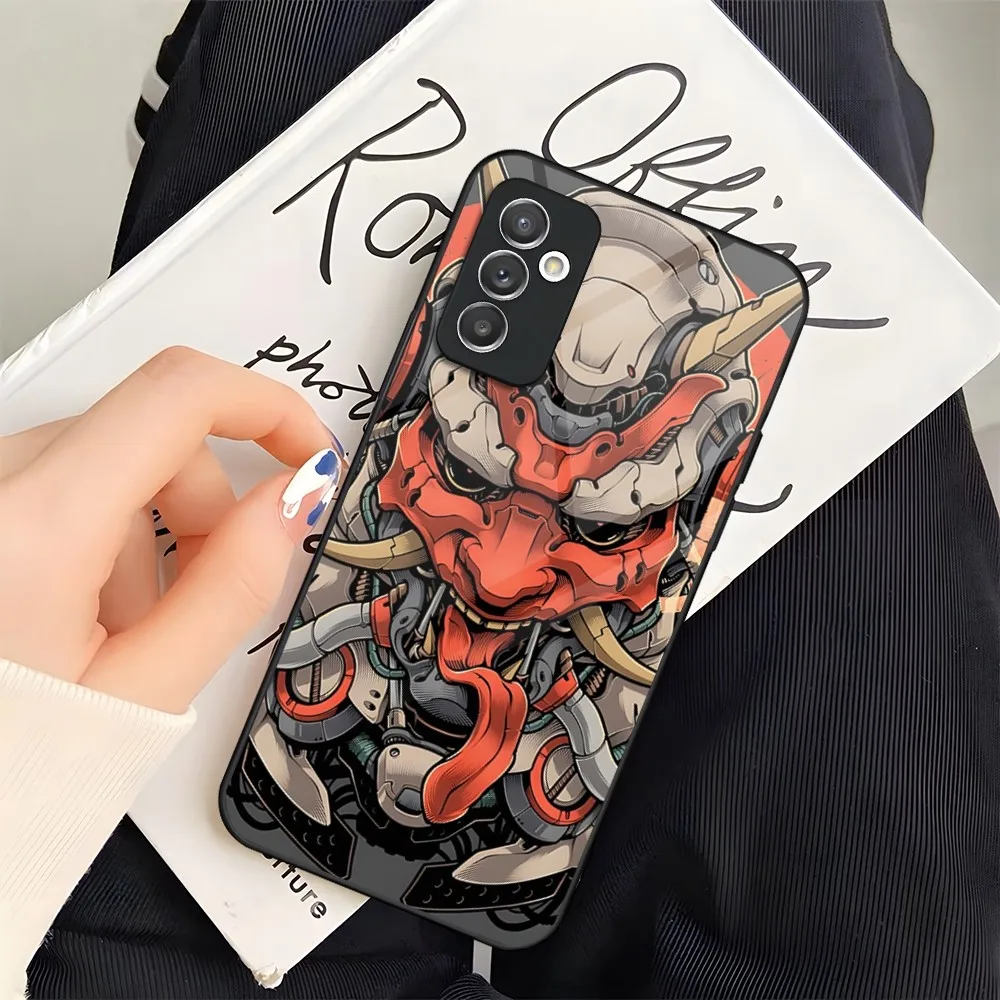 Japanese Oni Hannya Samurai Demon Mask Phone Case Glass for Samsung Galaxy S24 S20 S21 S22 S23 Ultra Fe Plus A34 A54 A53 M54