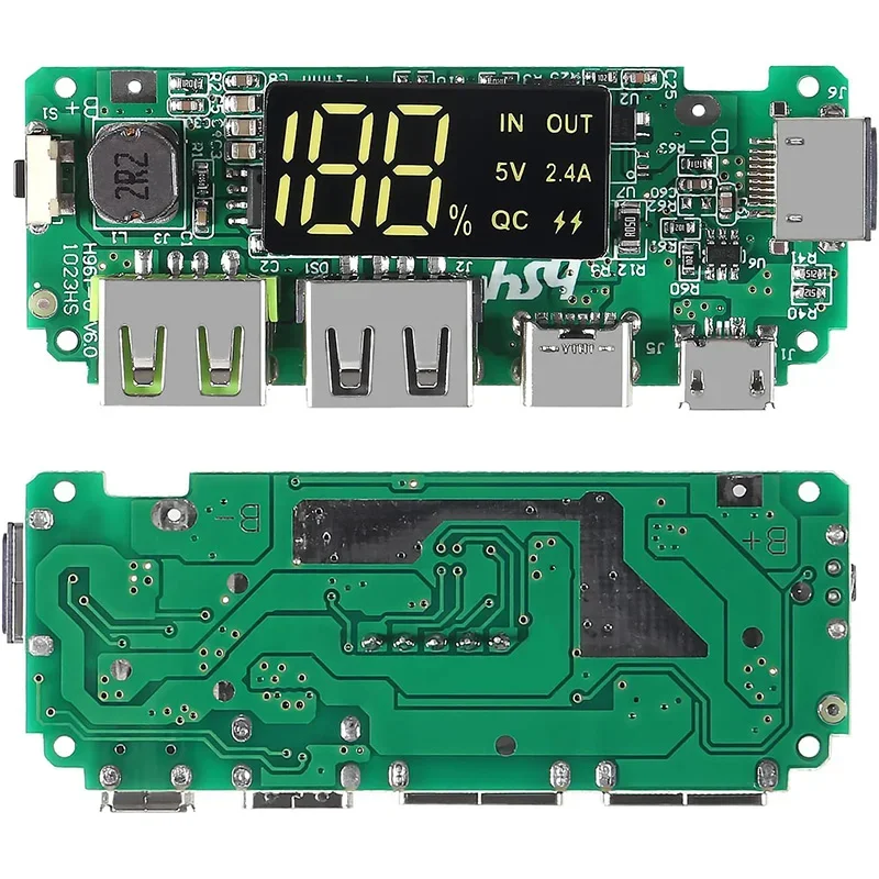 RHH 2 PCS LED Dual USB 5V 2.4A Micro/Type-C USB Mobile Power Bank 18650 Charging Module Lithium Battery Charger Board Circuit