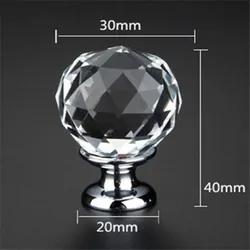 1pcs Single Hole 30MM Crystal Glass Ball Handle Handle European Cabinet Door Drawer Handle Furniture Hardware Accessories