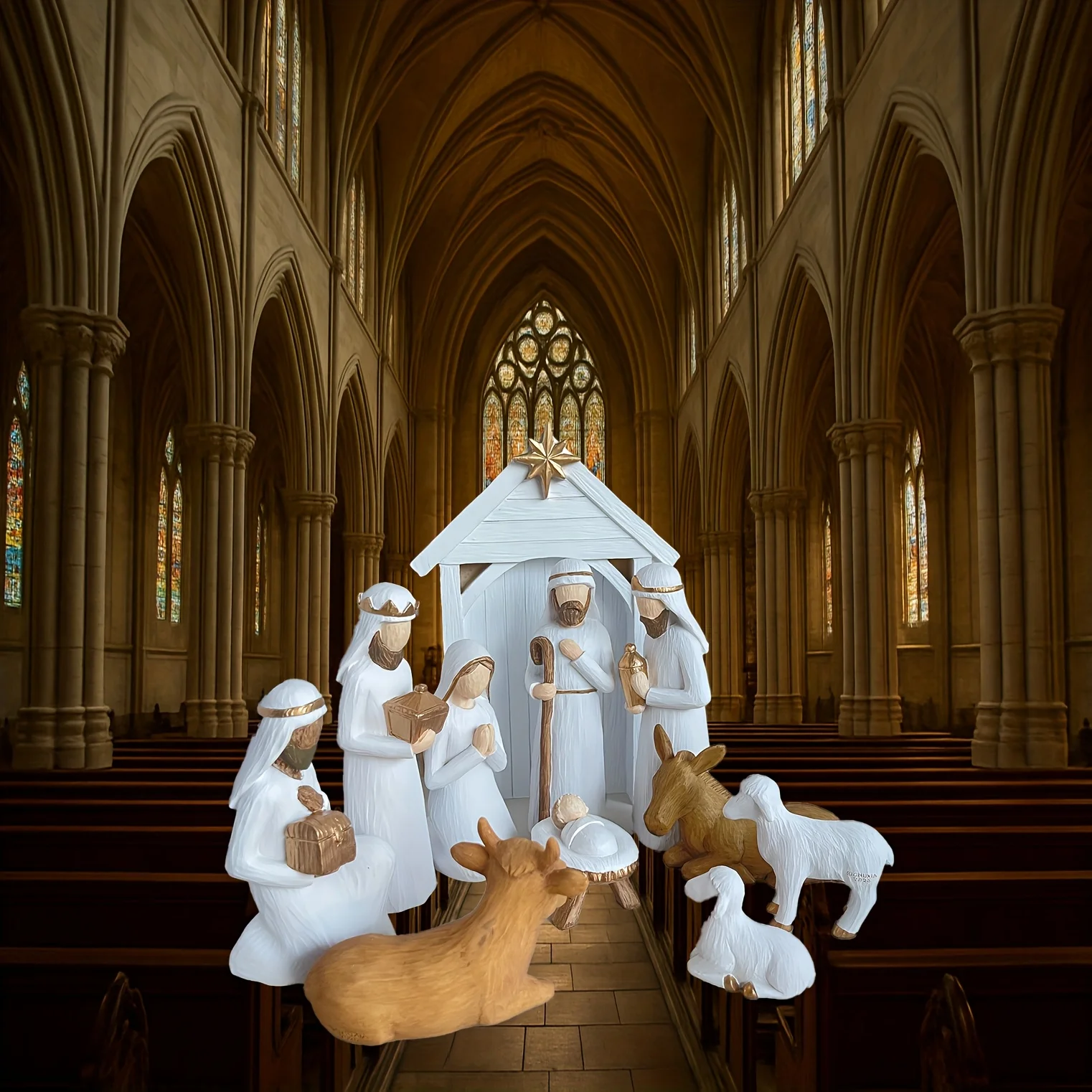 11PCS Christmas Nativity Scene Set Resin Holy Family Figurines Manger Religious Home Table Decor Christian Holiday Gift