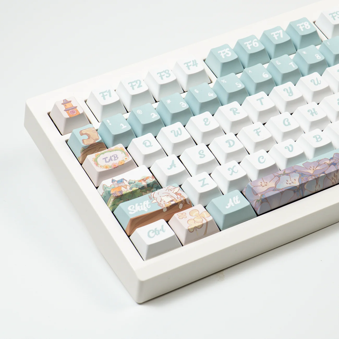 Cute 140 Keys Frieren Keycaps PBT Key Cap Dye-Sub Backlit Keycaps Anime Key Caps for Alice/ANSI 61 68 75 87 104 108 Keyboard