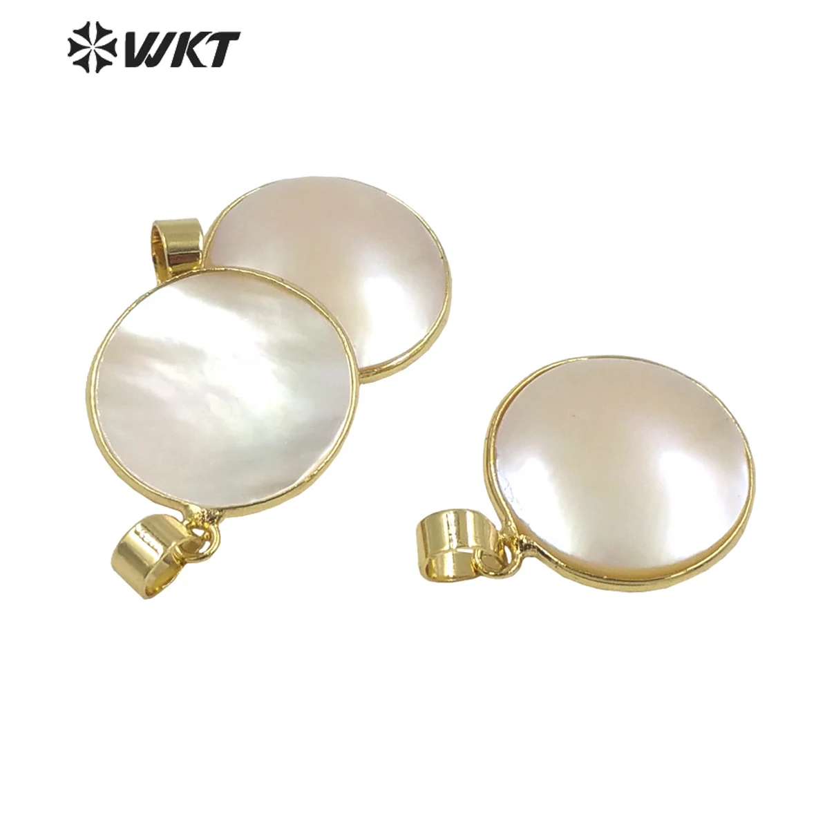 WT-JP354 New Wholesale Natural Mabe Shell Round Shape Pendant For Necklace Or Bracelet DIY Jewelry Findings Accessories