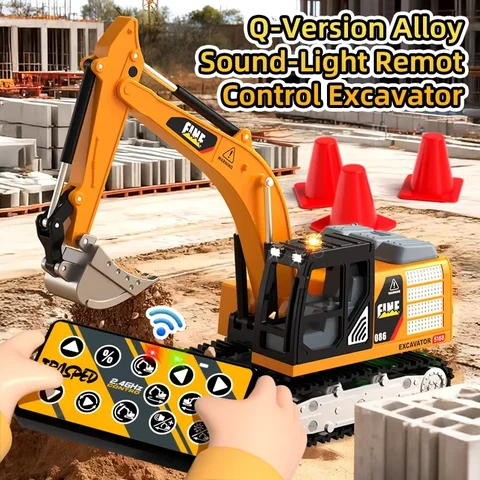 1:64  2.4G RC Model Car Remote Control Excavator Dump Truck Forklift Alloy Plastic Simulation Construction Vehicle Toy For Kid