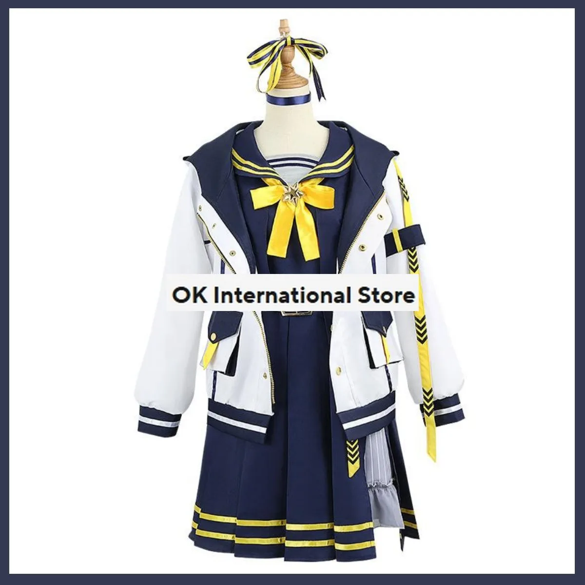 Anime Virtual YouTuber Hosimati Suisei Cosplay Costume Hololive Suisui Wig Hooded Coat JK Uniform Skirt Woman Lovely Party Suit