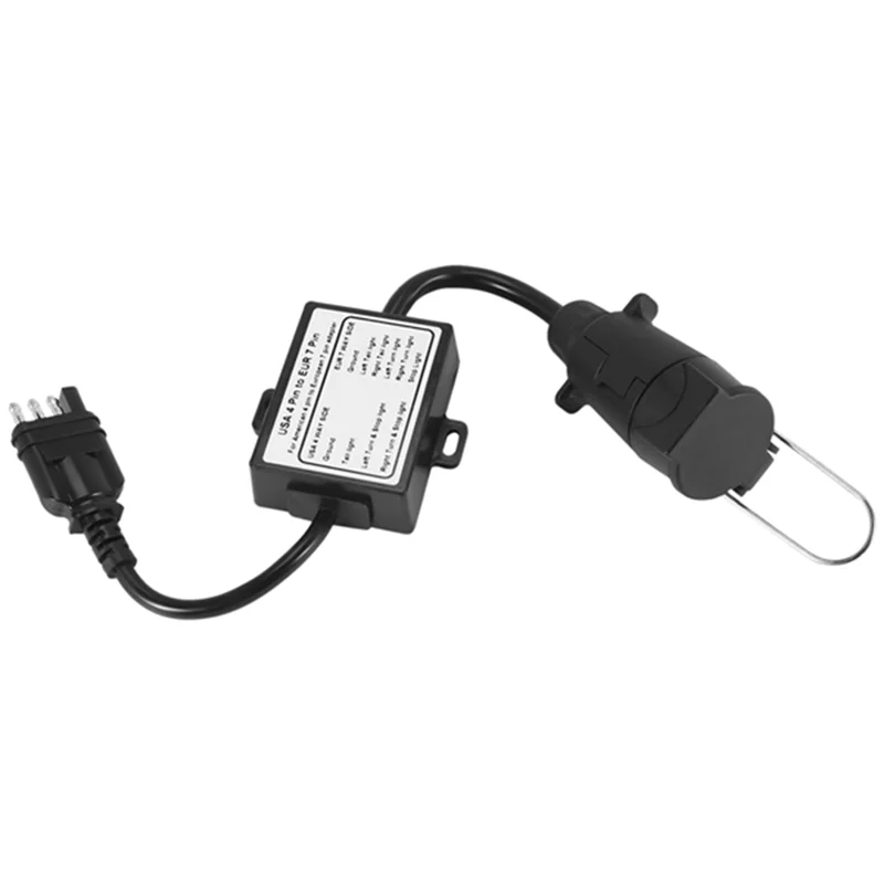 

A05U-US To Europe Trailer Light Adapter: 4-Way Flat Socket For American Vehicle To 7-Way Round Socket For European Trailer