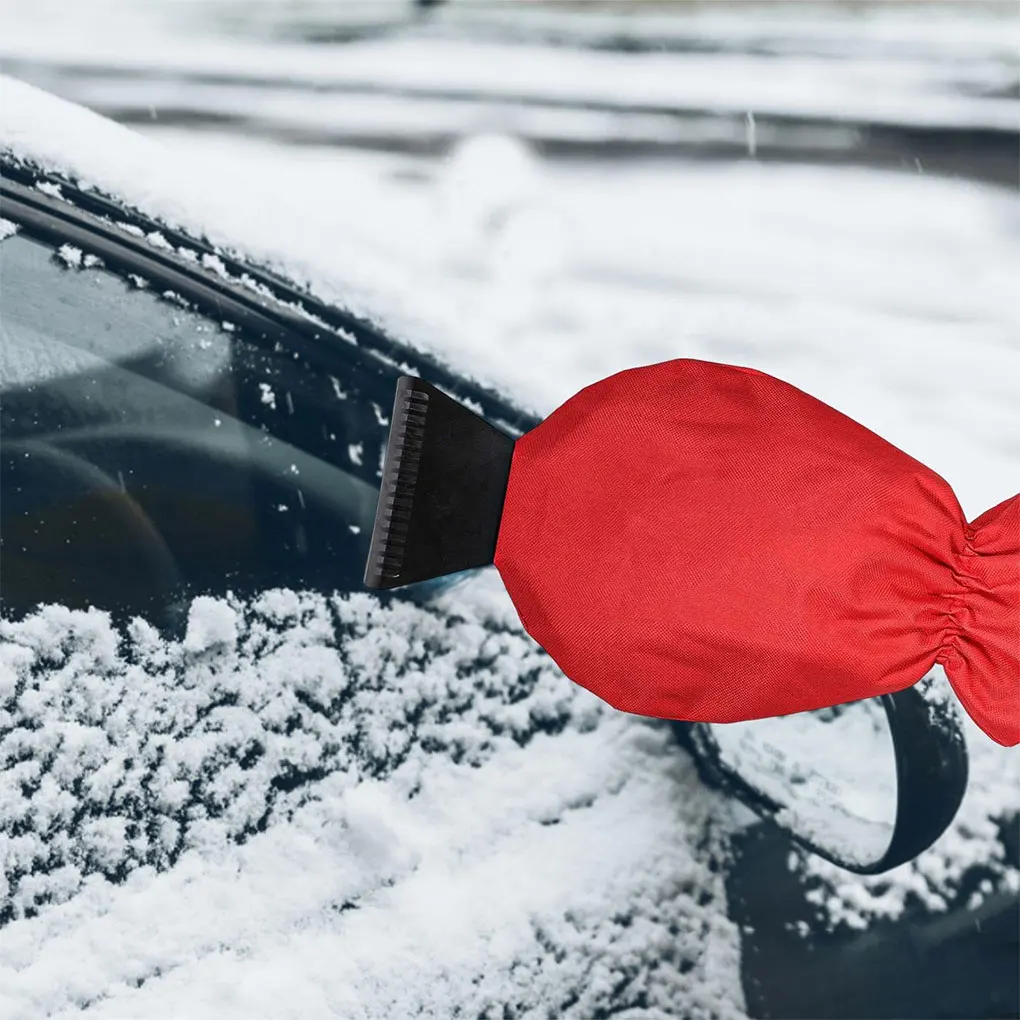 Car Ice Scraper Car Snow Shovel Snow Removal Snow Shovel With Warm Thermal Waterproof Glove Red