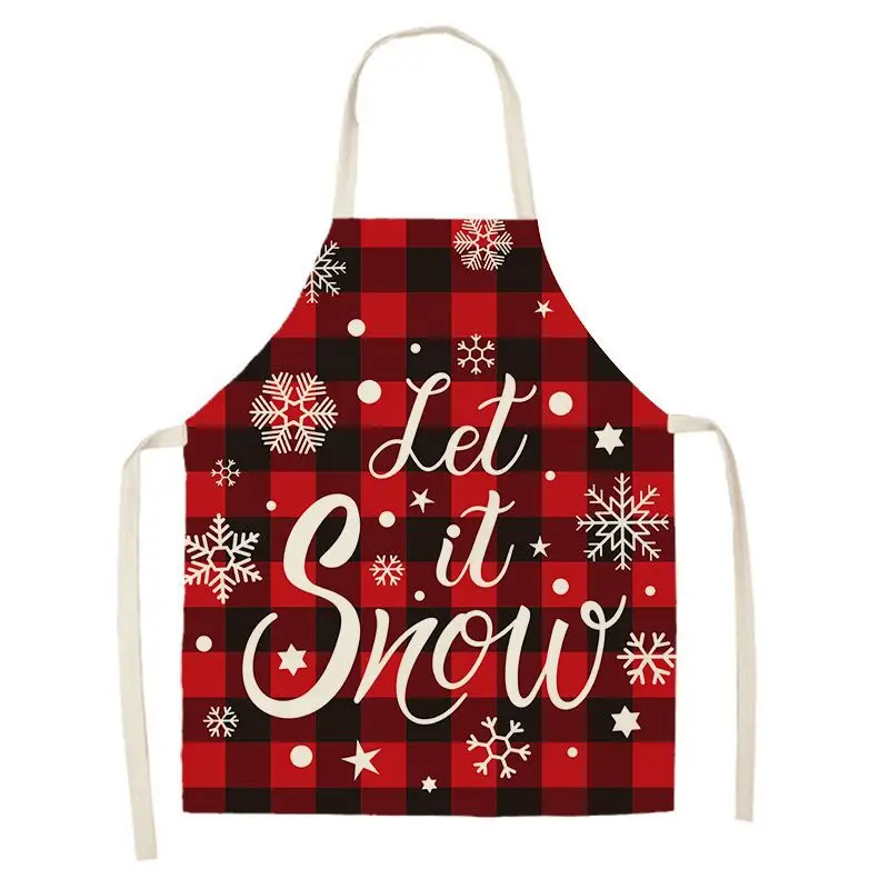 Christmas decoration apron anti-fouling and oil-proof cotton linen kitchen restaurant cooking baking bib
