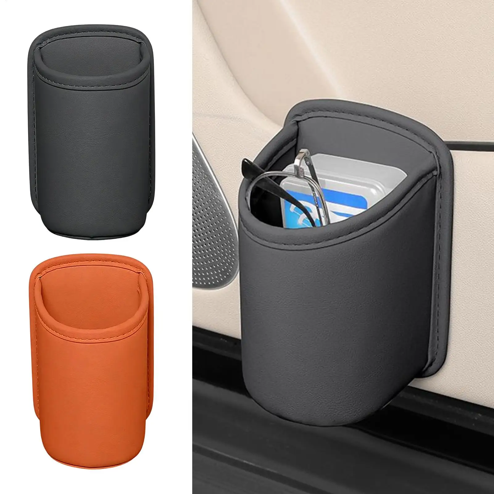 Leather car cup holders hanging rear seat bottle holders scratch-resistant door beverage holders clip-on car storage accessories