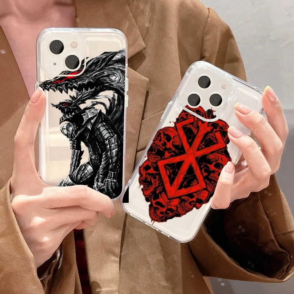 BiliBili Anime Berserk Guts  Phone Case For iPhone16 15 14 13 12 11 Mini Pro Max X XR XSMax Plus SE20 Transparent Cover