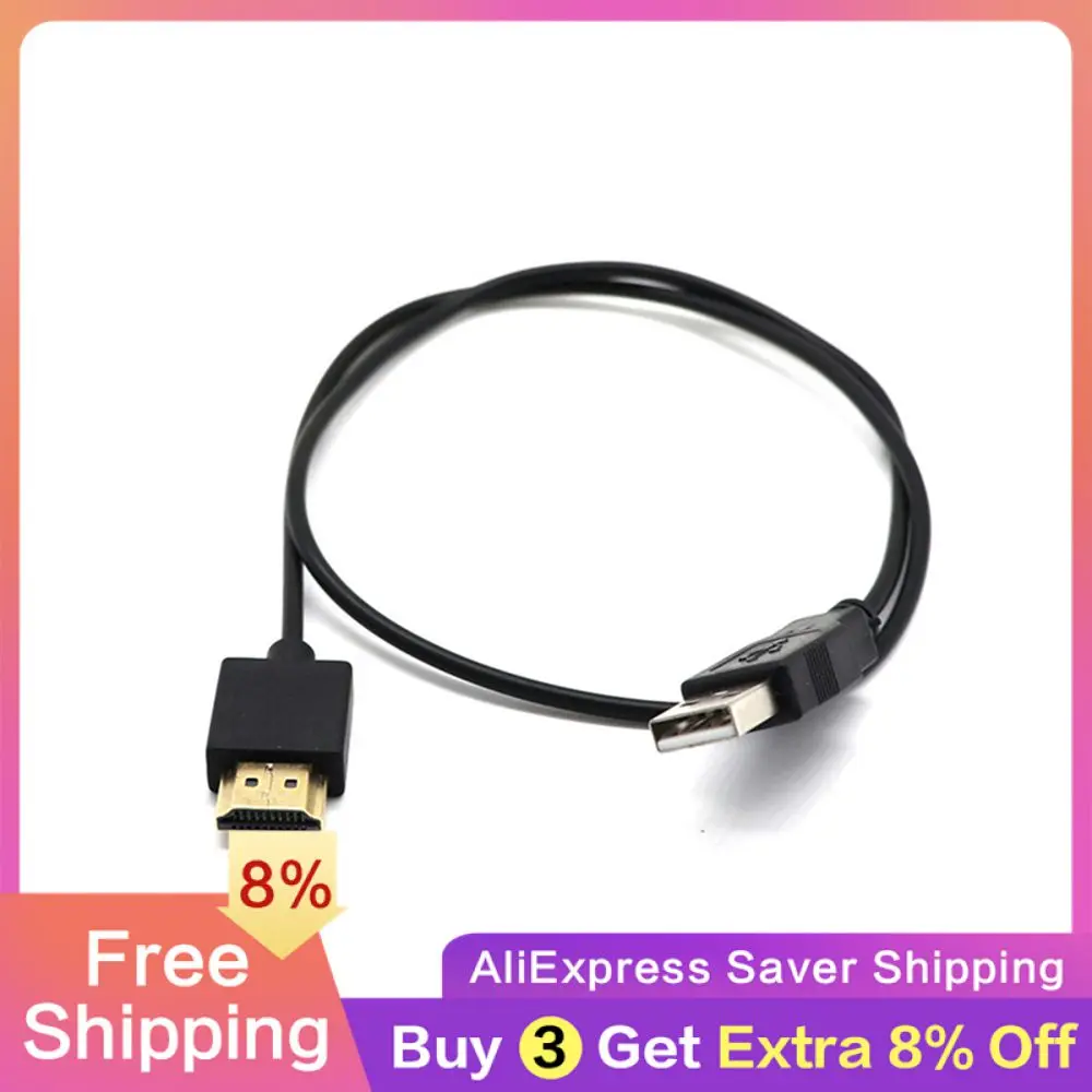 0.5m Connecting Wire Not Easy To Age Black HDMI-compatible To Usb Cable Audio Line Charging Cable Not Broken Length 0.5 Meters