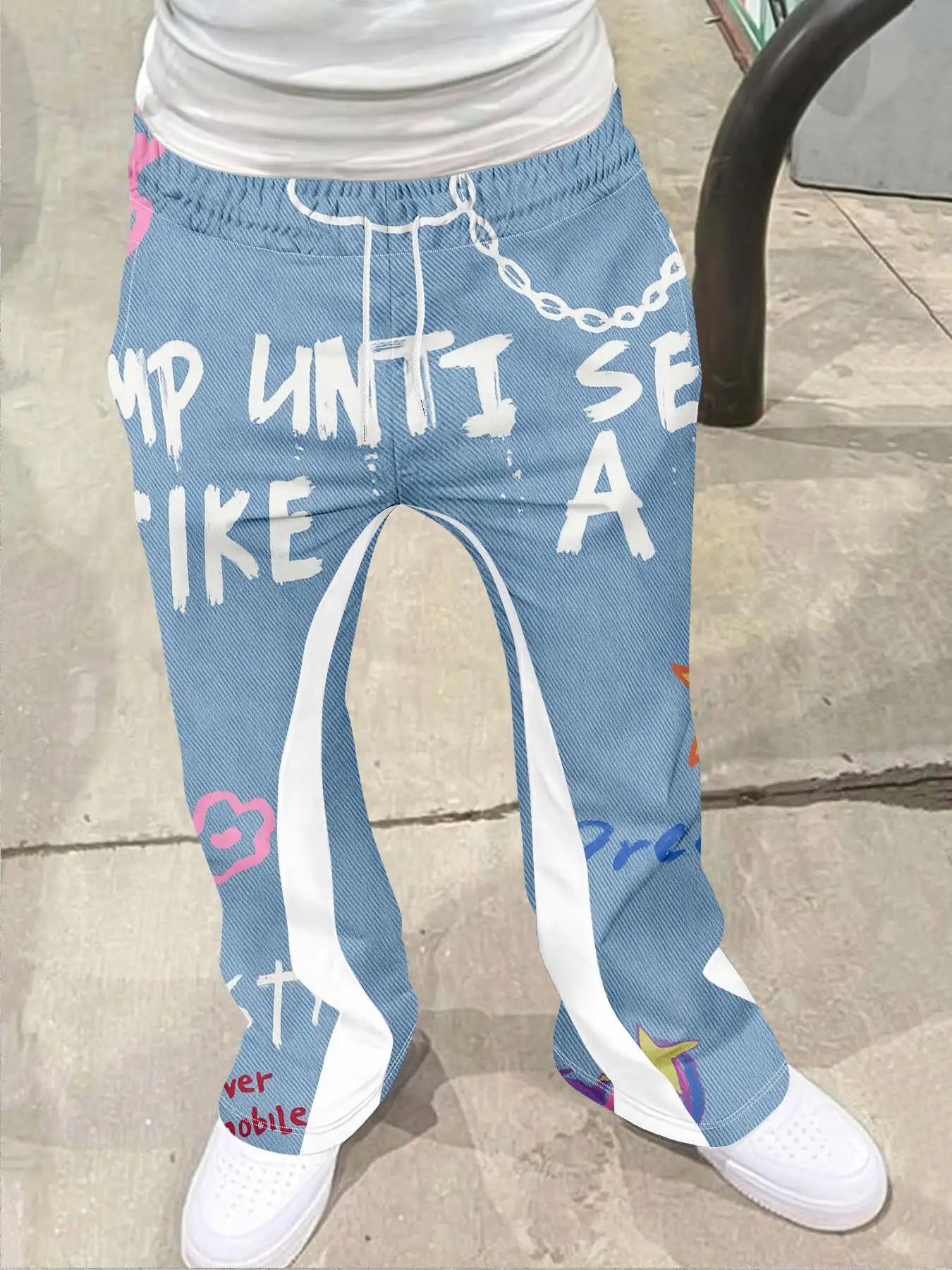 

Y2k Flared Pants Men Loose 3D Print Trousers Casual Sweatpants Mid Waist Sporty Female Clothes Streetwear Hip Hop Vintage Pants