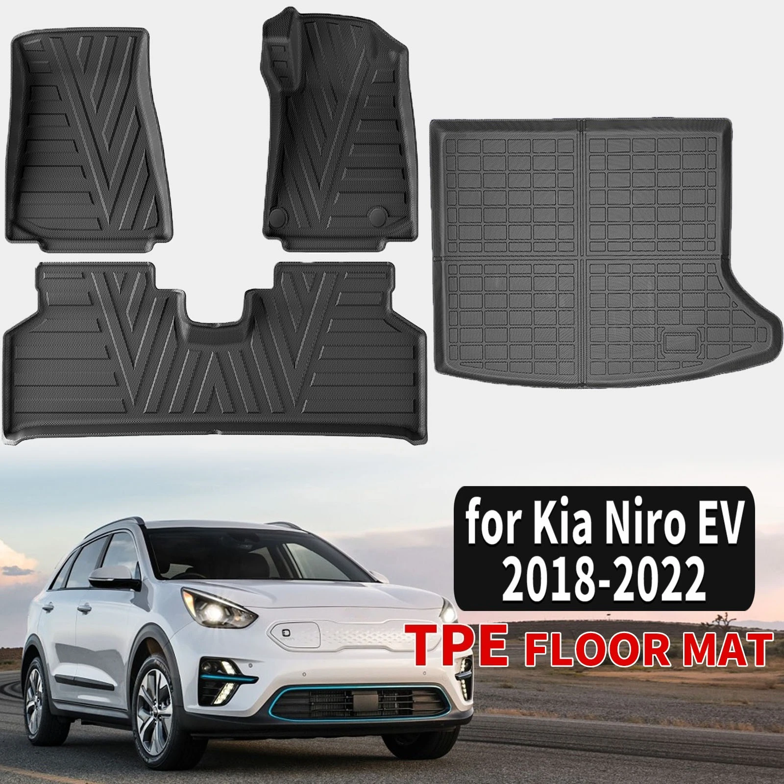 

for Kia Niro EV 2018-2022 Custom TPE Mats Full Set Eco-Friendly Waterproof All-Weather Floor Liners Accessories