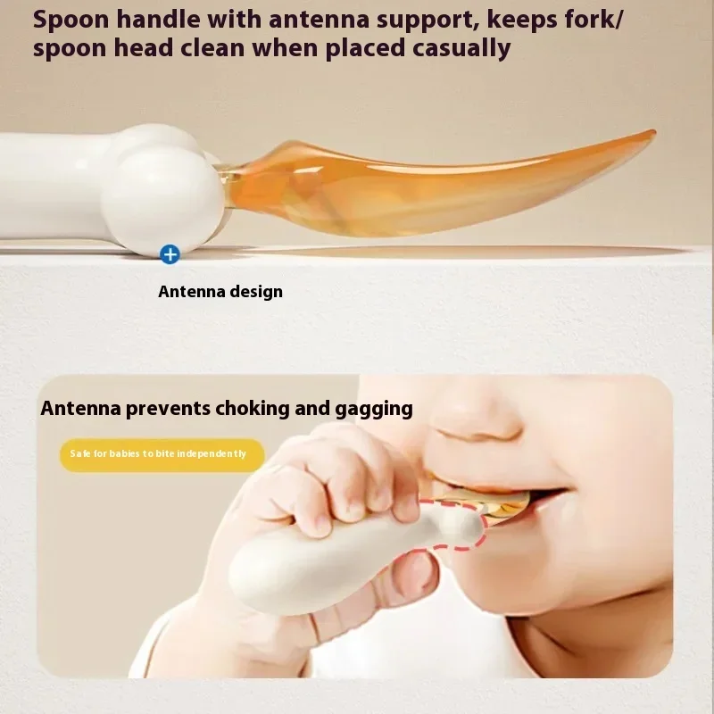 Elastyczny zestaw sztućców dla niemowląt: łyżka i widelec, giętki, odporny na ciepło, do samodzielnego karmienia, nauki jedzenia, dla dzieci i maluchów, trening odstawiania od piersi.