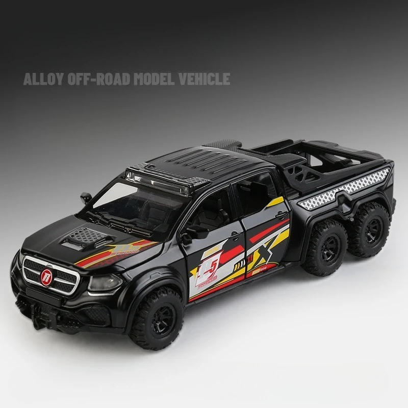 

Diecsat масштаб 1:32, 6*6, внедорожный грузовик, пикап, модель из сплава, звук и свет, имитация автомобиля с откатным механизмом, детская игрушка, миниатюрная модель