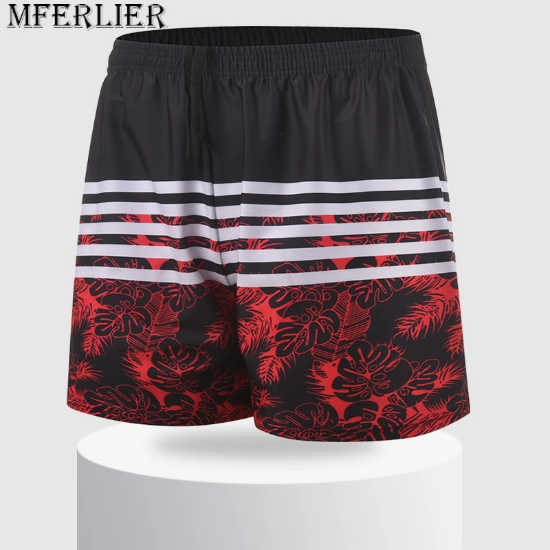 summer men board shorts beach shorts floral striped plus size 4XL quick dry swimming trunks Hawaii shorts breathable elastic