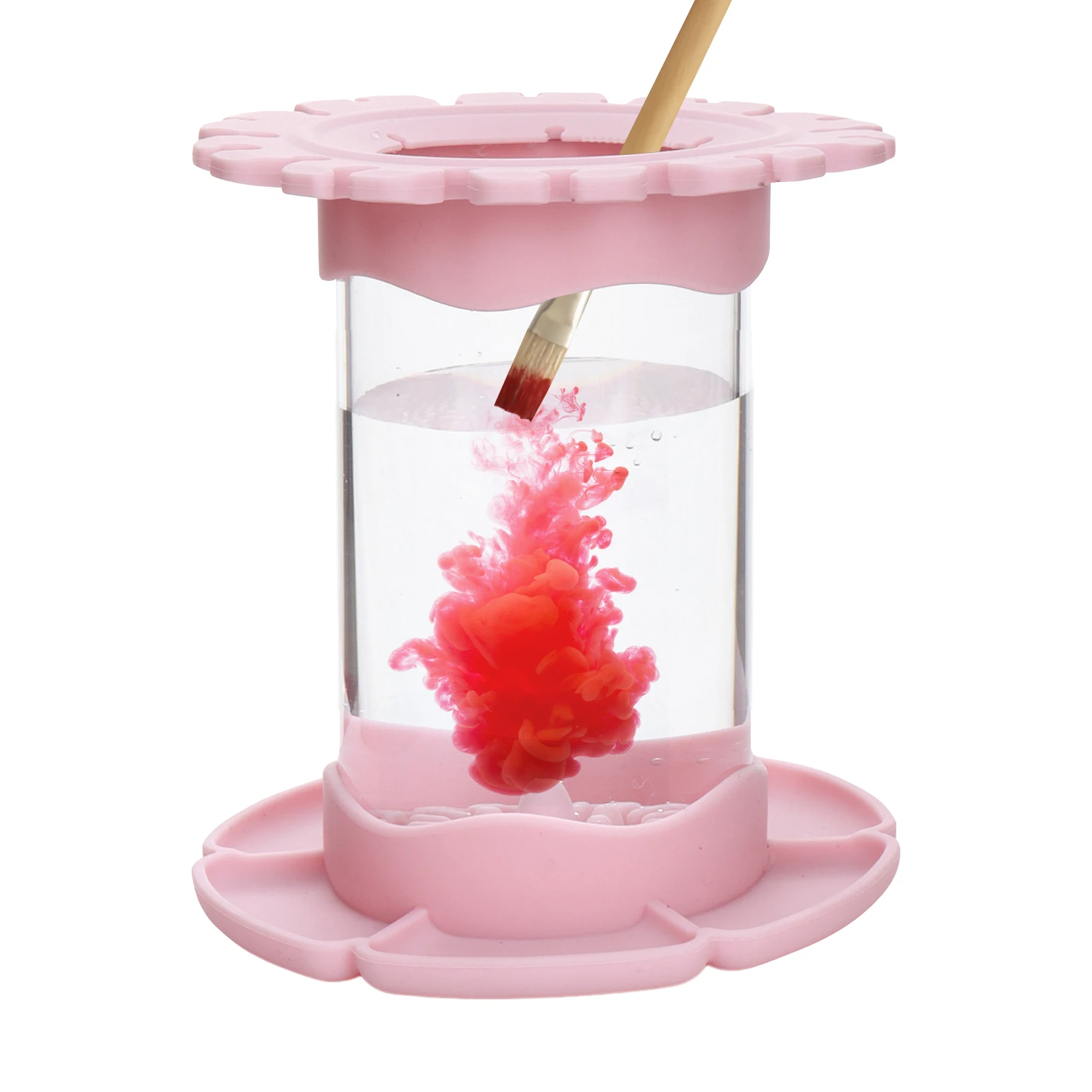 Silicone Pink Paint Brush Cleaner Art Transaprent Studio Rinse Cup Paintbrush All In One Multifunctional Classroom Outdoor Home