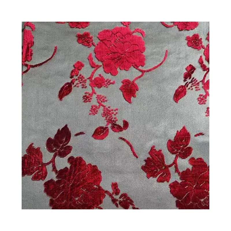 Floral jacquard all-silk Zhangzhou velvet fabric new Chinese-style light luxury evening dress