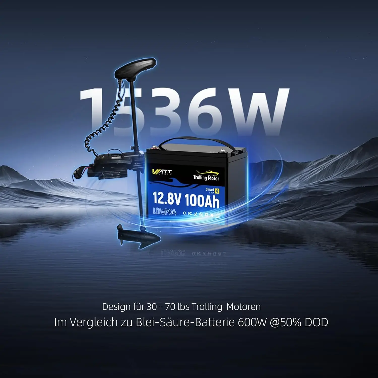 12V 100Ah LiFePO4 Battery 120A BMS IP67 Marine Bluetooth Monitor APP Boat RV Solar Custom