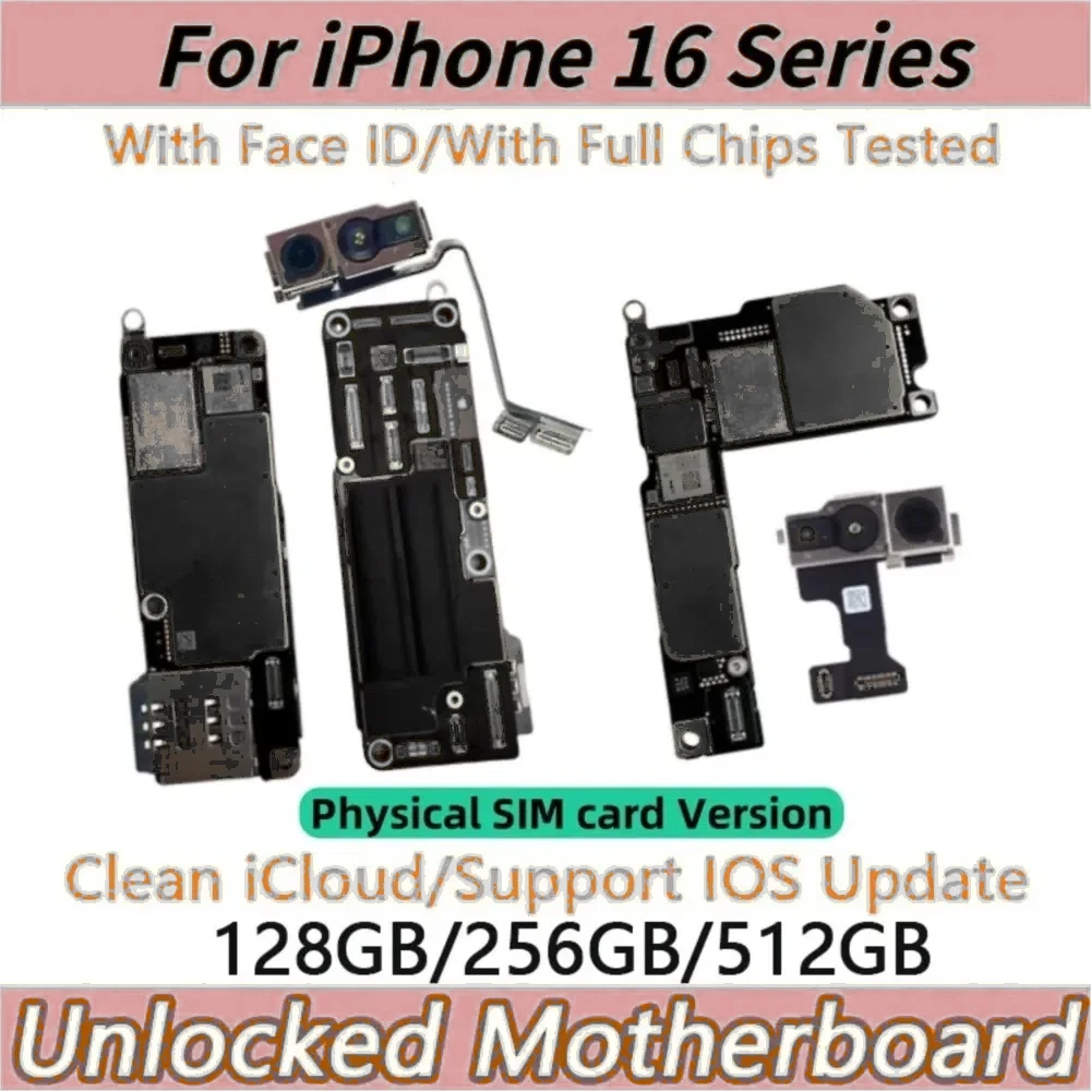 

100% протестированная оригинальная материнская плата для iPhone 16 Pro Max, чистая, без iCloud, с разблокированным Face ID, поддерживает обновления, логическая плата.
