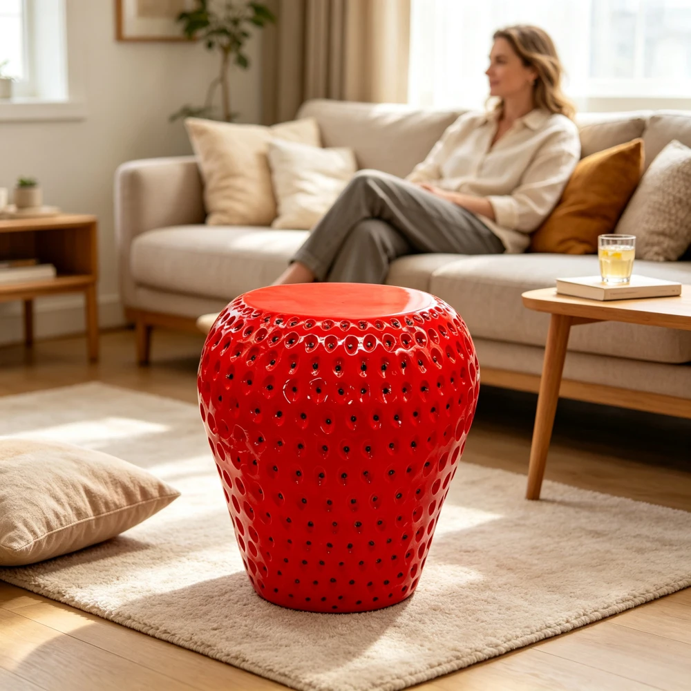 Orraves Strawberry Fruit Stool, 13.4