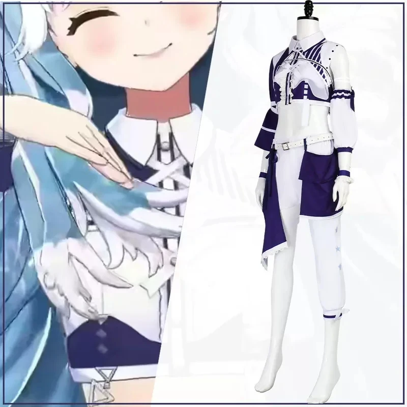

Hololive VTuber Idol Kobo Kanaeru Anime Cosplay Costume Blue White Stage Performance Dress Set of Accessories for Halloweenparty