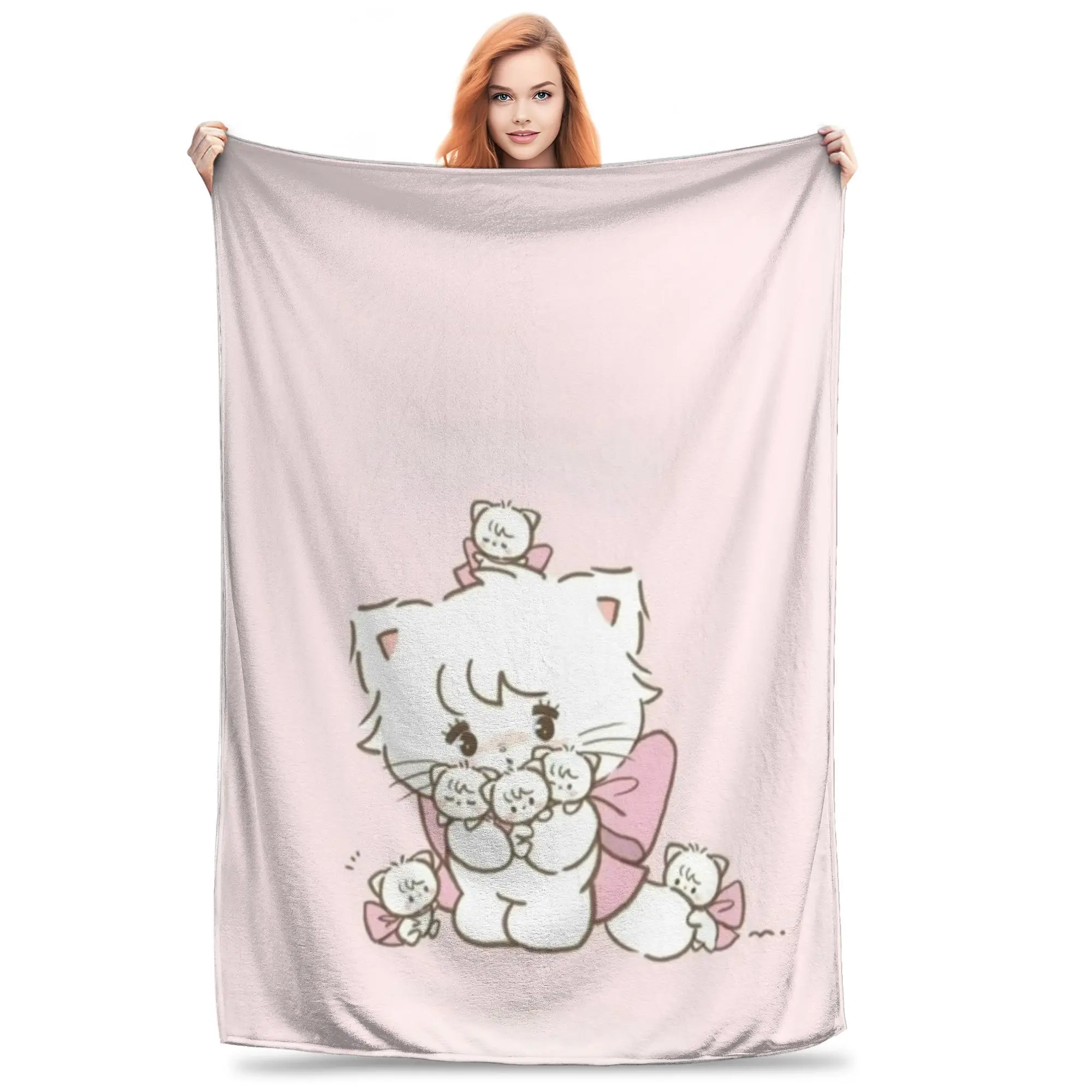 

Mikkos Cute Cat Knitted Blanket Fleece Super Warm Throw Blanket for Home Couch Bed Rug