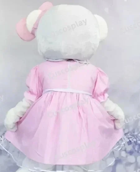 زي تميمة دب وردي للبالغين ، تأثيري أنيمي ، فستان أبيض ، عيد الهالوين ، حفلة كرنفال ، أحداث ، هدية عيد الميلاد