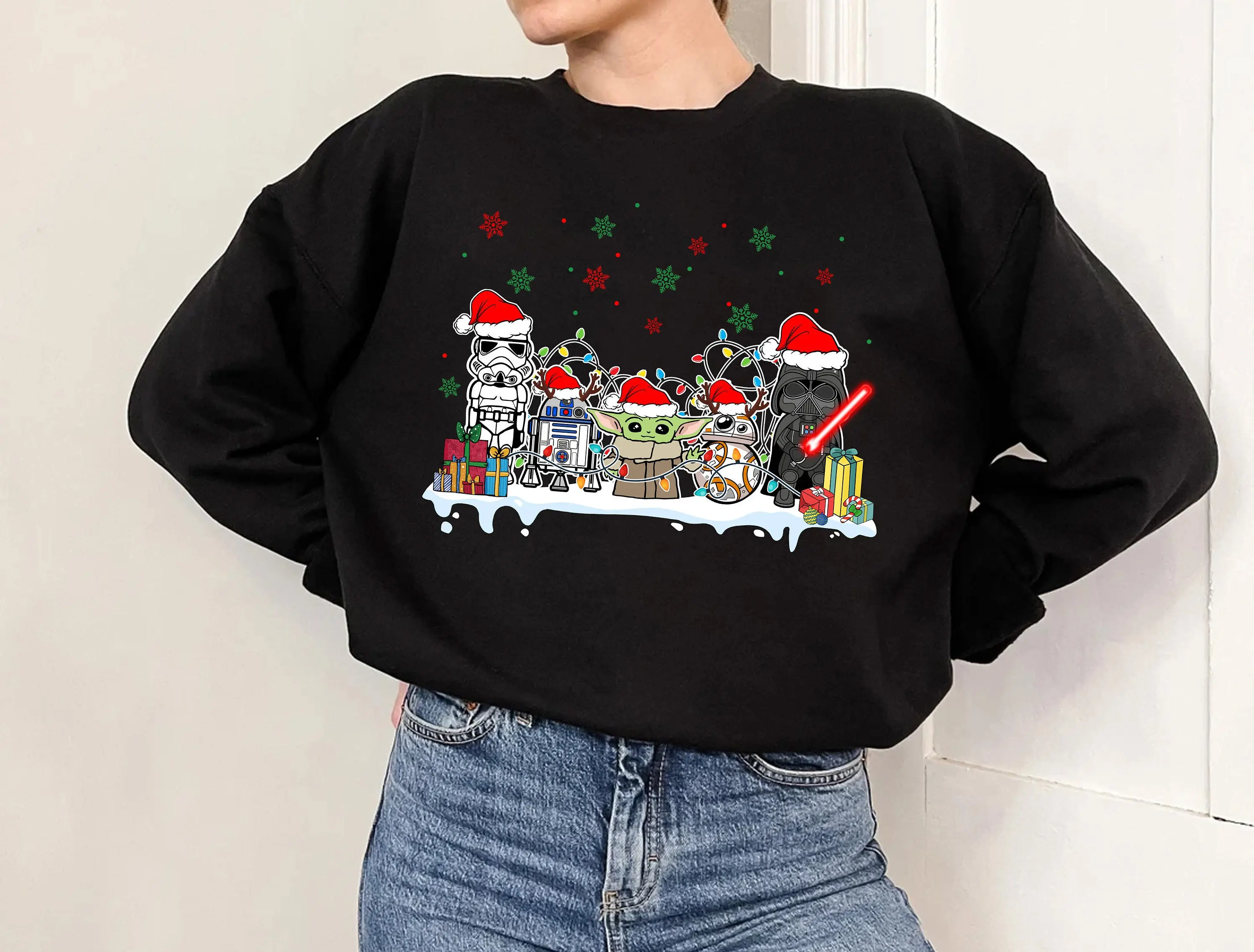 Personajes de Star Wars Feliz Navidad Camisa Darth Vader Stormtrooper Baby Yoda Camiseta navideña Disneyland Camiseta navideña