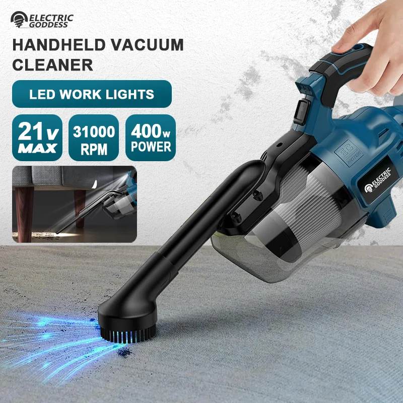 

EGOD Portable handheld lithium cordless hoover 400W strong suction power multi-function car household hoover multiple brush head