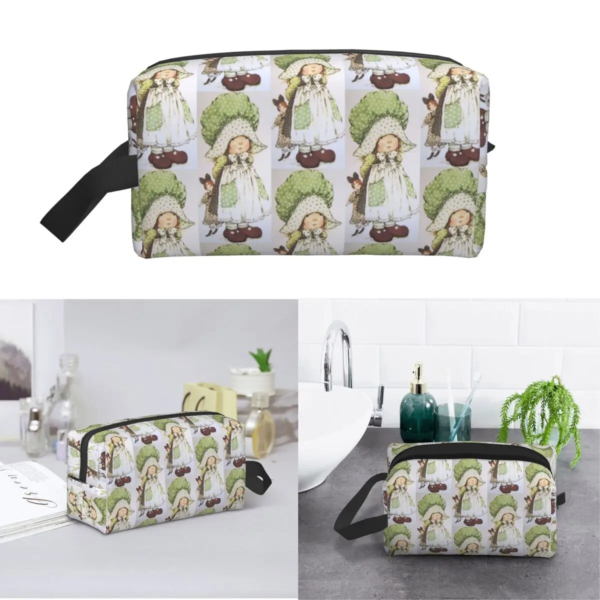 Sarah Kay Kitten Knitted Makeup Bag Cosmetic Organizer Storage Dopp Kit Toiletry Cosmetic Bag for Women Beauty Travel