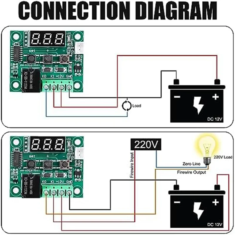 A88Z W1209 DC 12 V LED Digital Thermostat Temperature Controller,-50-110°C Temp Control Switch Module Board With Sensor Probe
