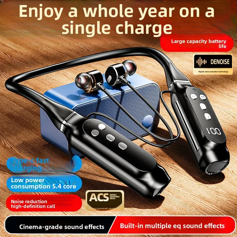 

Super long battery life wireless bluetooth headset neck neck type large power noise reduction heavy bass noise reduction