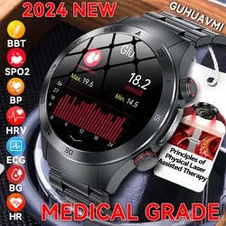 Reloj inteligente con pantalla táctil para hombre, dispositivo de medición precisa de glucosa en sangre, 650nm, terapia láser, tres relojes altos para HUAWEI, novedad de 2024