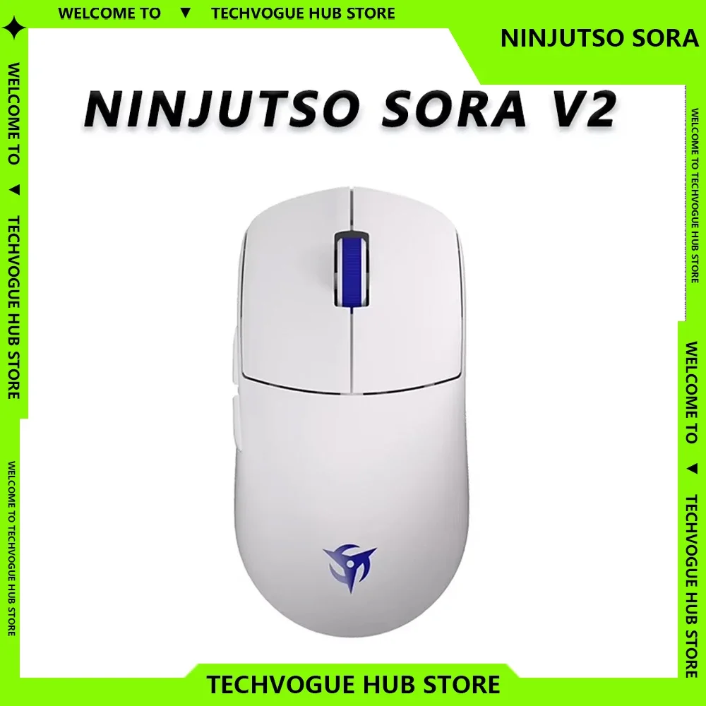 Ninjutso Sora V2 Gaming Mouse Wireless 2.4G 2Mode USB 8k Gamer Mouse Lightweight Paw3395 Sensor E-Sports Pc Gamer Accessories