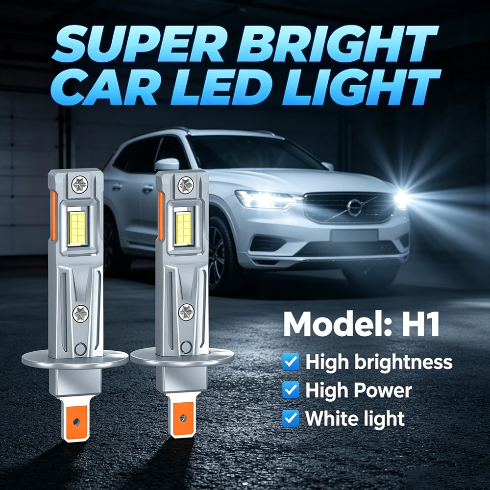 High Power H1 LED CANbus Error Free H1 Led Headlight Turbo Auto Fog Lamp 6000K Super Bright Plug And Play 12V