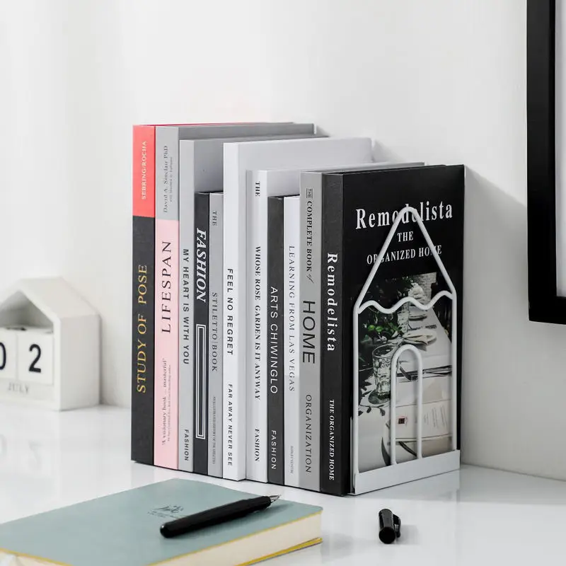 Imagem -04 - Bookends Livro Suporte Suporte Simples Ferro Desktop Non Slip Rack Prateleira Titular Office Magazine Organizer Par