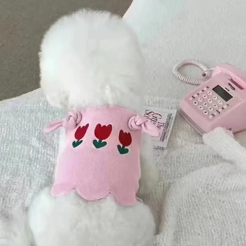 

Cute Tulip Camisole Dog Clothes Cute Dog Vest Puppy Cat Pet Teddy Maltese Dog Yorkshire Small Puppy Spring Summer Pet Clothing