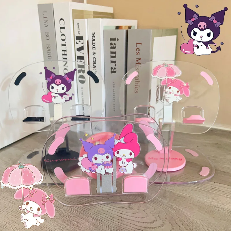 Sanrio Kawaii Hello Kitty Kuromi My Melody Cinnamoroll Anime Mobile Phone Holder Cute Cartoon Student Read Acrylic Bracket