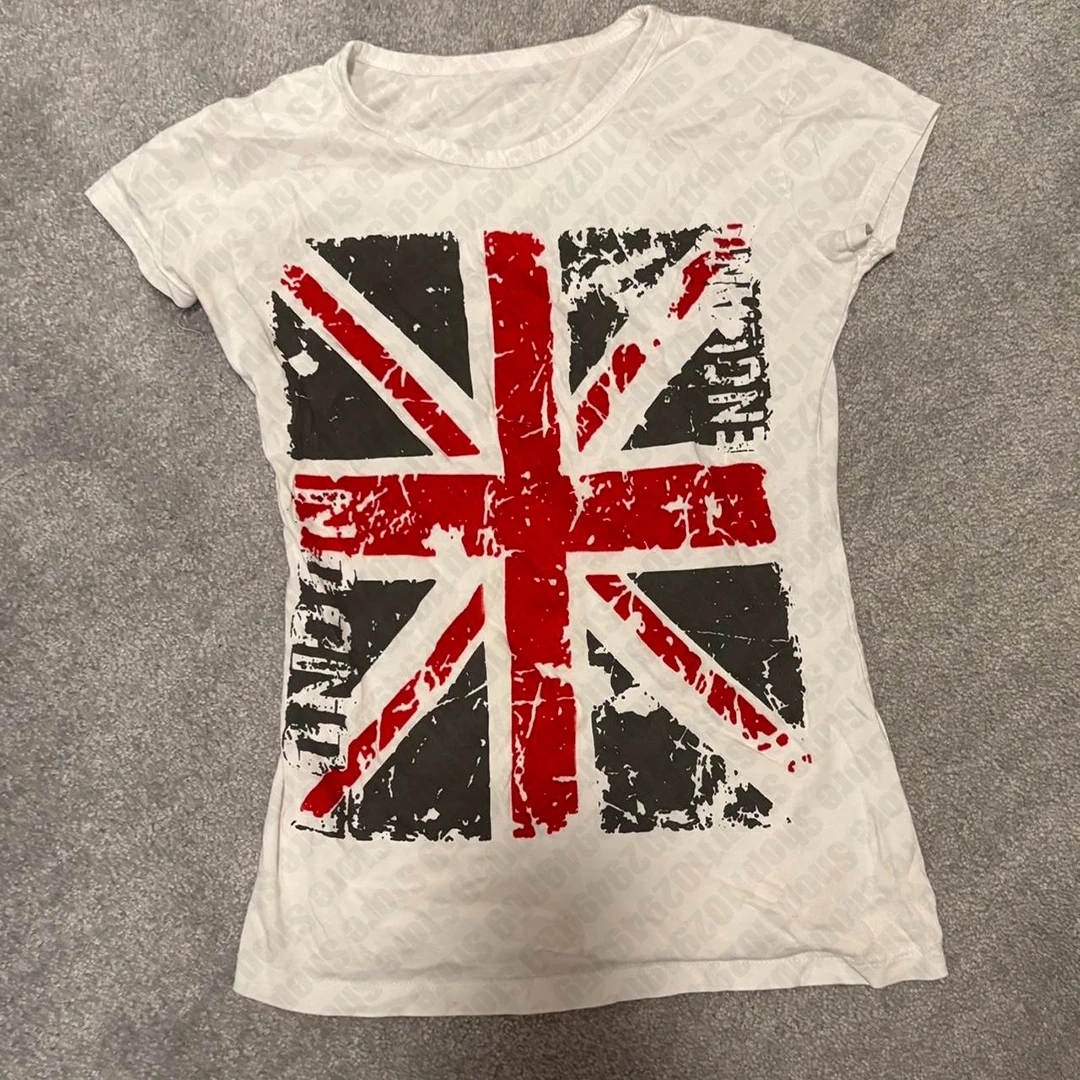 빈티지 그래픽 크롭 반팔 티셔츠 이미지