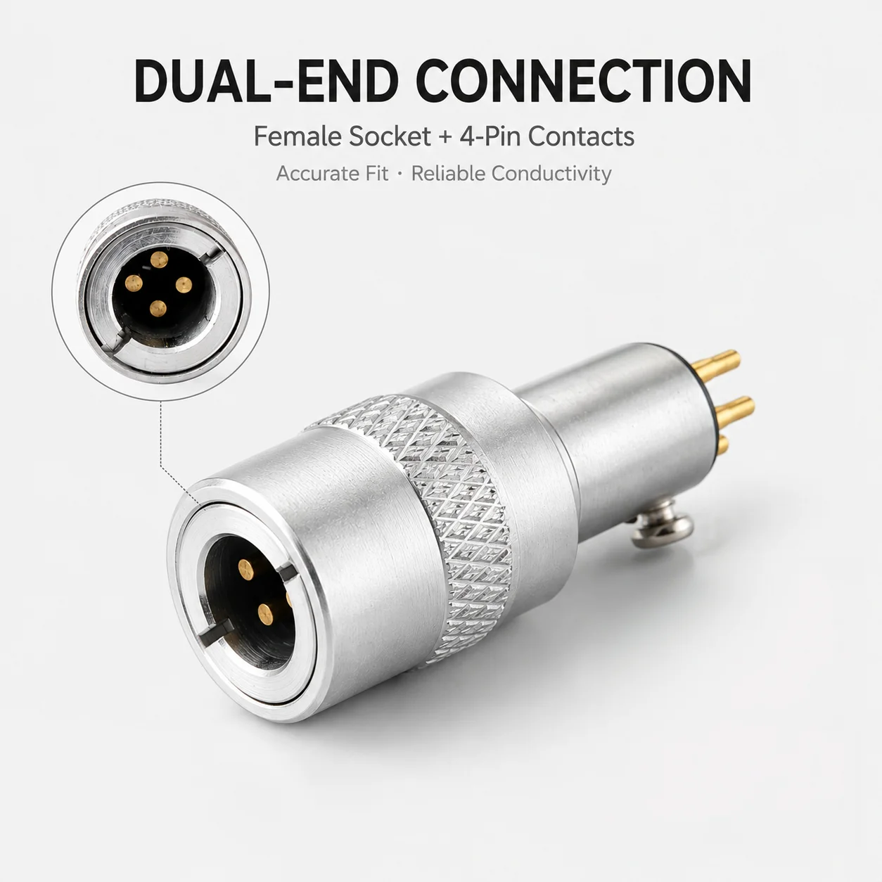 Tonearm Headshell Connector 4-Pin Gold-Plated Aluminum Alloy Adapter for Vinyl Record Player Turntable Repair