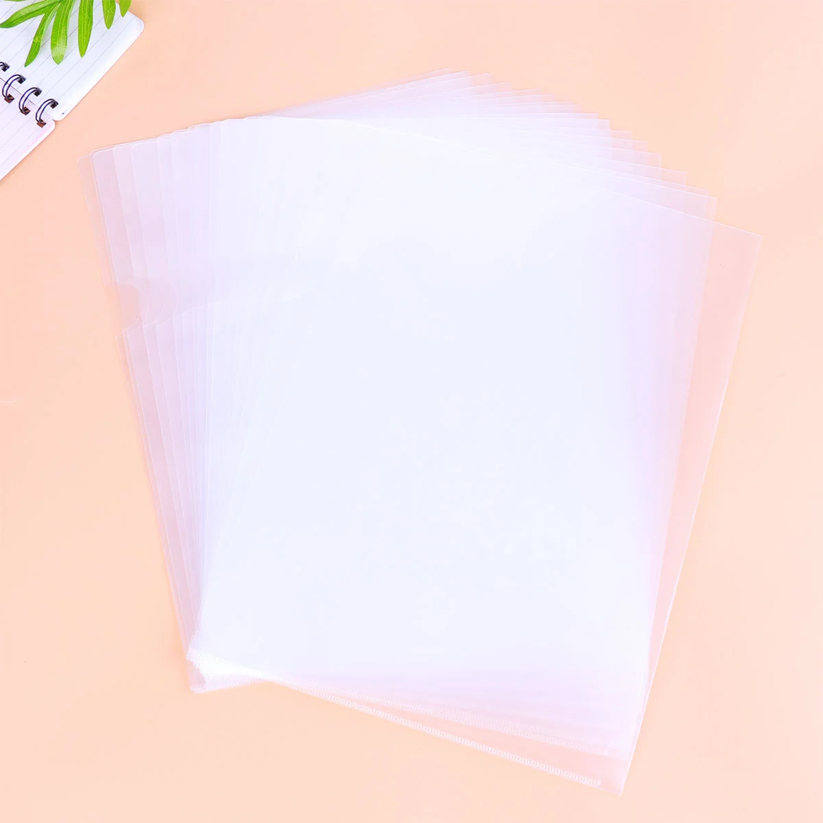 20pcs Office Document Folder Single Page Paper Folder L Shape Plastic Folder (White) transparent document folder