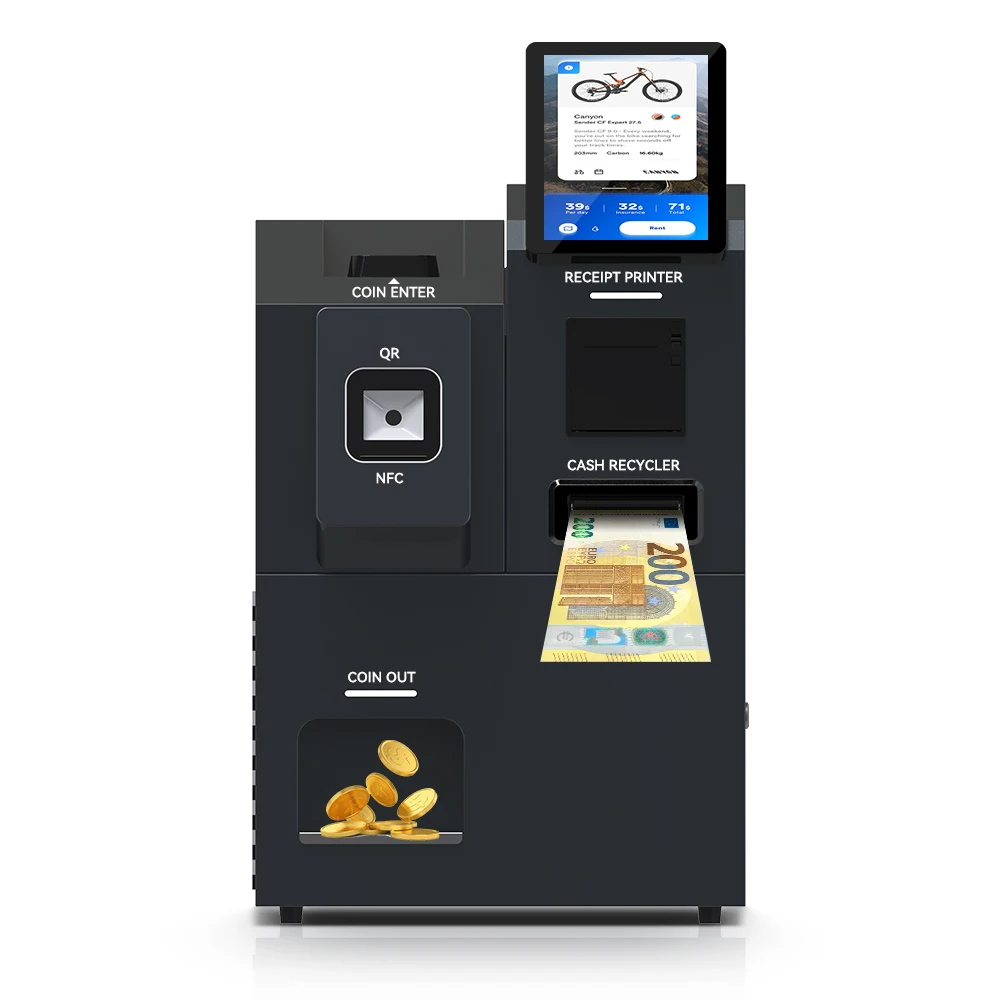 POS System Terminal Bulk Cash Coin In/Out Smart Cash Handling Machine Touch Screen Self Service Software SDK Barcode Reader